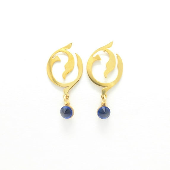 Navy Blue and Gold Earrings, Sterling Silver and Gold Platted, Navy Crystal, Trendy Earrings For Women, Minimal Dangles