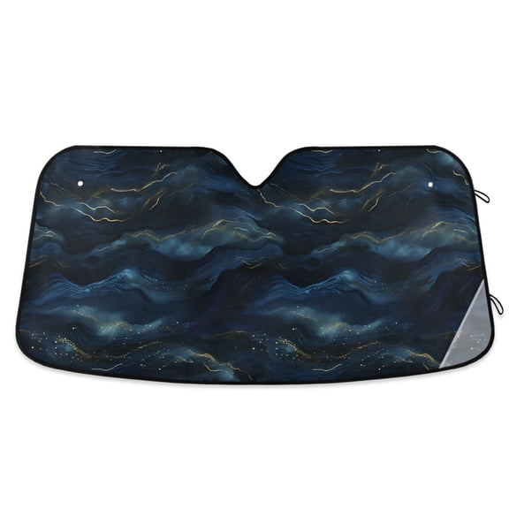 Navy Blue and Gold Marble Car Windshield Sun Shade Foldable Car Front Window Visor Heat and UV Protection 55x27.6