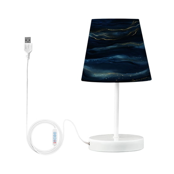 Navy Blue and Gold Marble Desk Lamp LED Table Nightstand Lamps with 3 Color Temperatures for Home Bedroom Living Room Decor 8x12