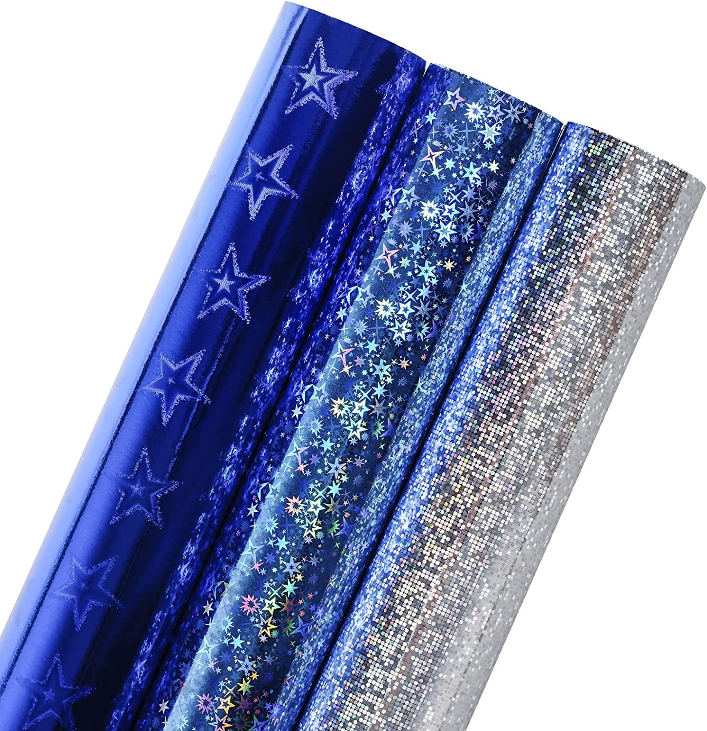 Navy Blue and Silver Holographic Foil Wrapping Paper Mini Roll Gift
