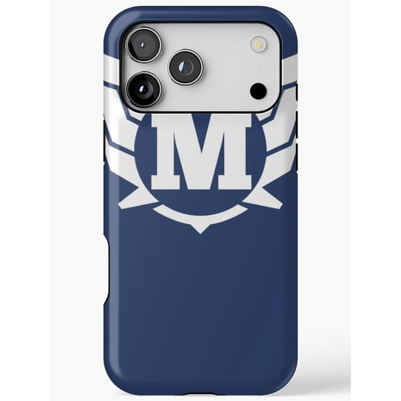 Navy Blue Block R Navy Blue and White Block M Hockey Tough Case for Apple iPhone 13 ...