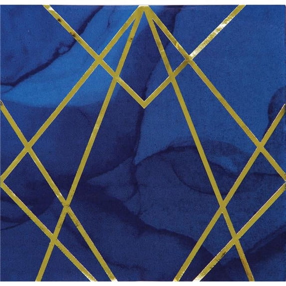 Navy Blue with Gold Foil Lunch Napkin - 1 Pack 16 ct 3 Ply - Party Supplies