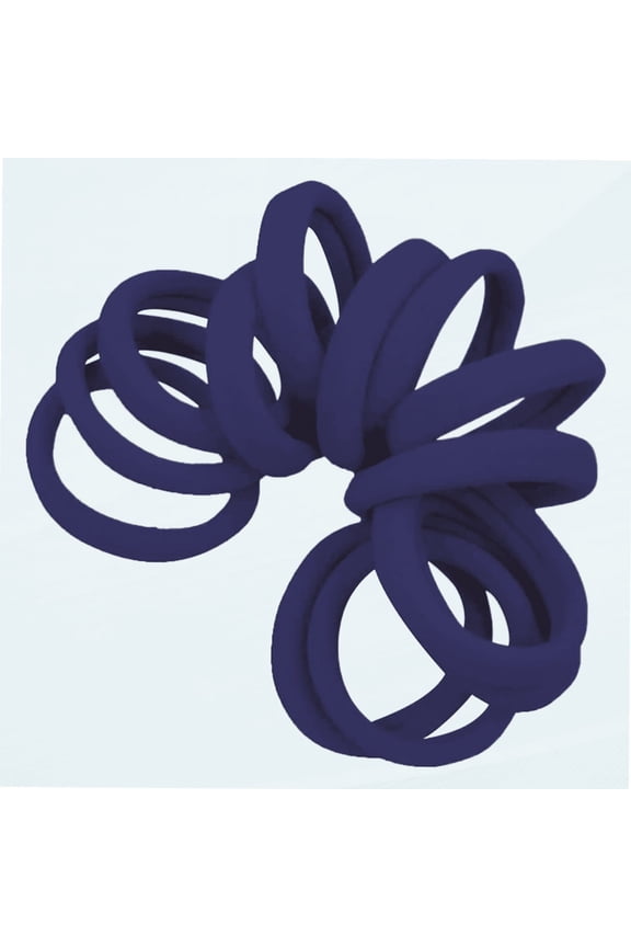 Navy BlueHair Ties - Extra Gentle Soft and Stretchy Nylon Fabric Ponytail Holders - 12 Pack
