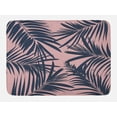 thumbnail image 1 of Navy and Blush Bath Mat, Summer Exotic Floral Tropical Palm Tree Leaf Banana Plant Hawaii, Non-Slip Plush Mat Bathroom Kitchen Laundry Room Decor, 29.5 X 17.5 Inches, Night Blue Pale Pink, Ambesonne, 1 of 2