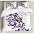 thumbnail image 1 of Navy and Blush Duvet Cover Set King Size, Various Butterflies Flying Together Spring Summer Nature Inspired, Decorative 3 Piece Bedding Set with 2 Pillow Shams, Violet Blue Pink, by Ambesonne, 1 of 3