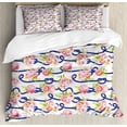 thumbnail image 1 of Navy and Blush Duvet Cover Set Queen Size, Twisted Blue Marine Rope and Bouquets of Spring Roses and Orchid, Decorative 3 Piece Bedding Set with 2 Pillow Shams, Navy Blue Pink Green, by Ambesonne, 1 of 3
