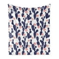 thumbnail image 1 of Navy and Blush Soft Flannel Fleece Blanket, Cactus Tropical Garden Theme Blossoming Succulent Plants Exotic Botanical, Cozy Plush for Indoor and Outdoor Use, 60" x 80", Indigo Coral, by Ambesonne, 1 of 6