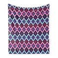 thumbnail image 1 of Navy and Blush Soft Flannel Fleece Blanket, Geometrical Diamond Line Pattern Retro Nostalgic Psychedelic Design, Cozy Plush for Indoor and Outdoor Use, 50" x 60", Magenta Purple Blue, by Ambesonne, 1 of 5