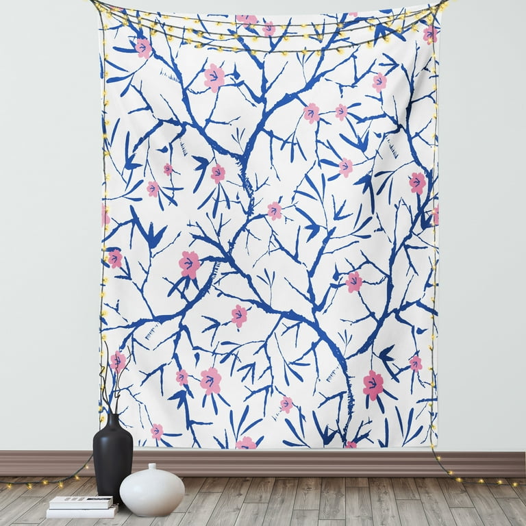 Navy blue and pink tapestry sale
