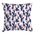 thumbnail image 1 of Navy and Blush Throw Pillow Cushion Cover, Cactus Tropical Garden Theme Blossoming Succulent Plants Exotic Botanical, Decorative Square Accent Pillow Case, 16 X 16 Inches, Indigo Coral, by Ambesonne, 1 of 2