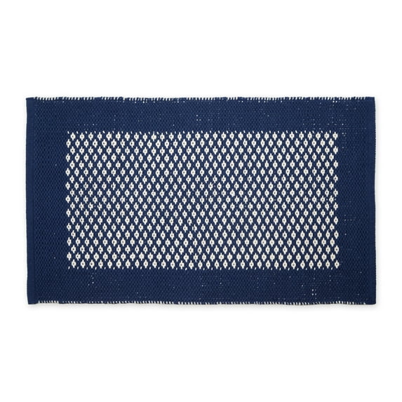 DII Navy Bordered With Small Diamonds Rug 50x80cm