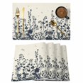 thumbnail image 1 of Navy Botanical Placemats Set of 4 Blue Dragonfly Flower Leaf Retro Style Place Mats Indoor Wipeable Table Mats Washable Cloth Dining Table Placemats for Kitchen Holiday Party Home Decor 13x19 Inch, 1 of 9