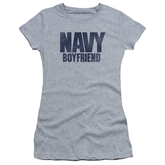 Navy - Boyfriend - Juniors Teen Girls Cap Sleeve Shirt - X-Large