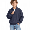 thumbnail image 1 of Navy Boys Waffle Knit Full Zip Sweatshirt Size 3-4 Years,Stand Collar Long Sleeve Jacket,Casual Athletic Tops for School Daily Wear Fall Spring Outfits, 1 of 9