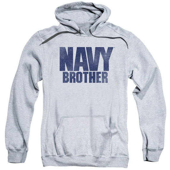 Navy Brother Adult Pullover Hoodie Sweatshirt Athletic Heather