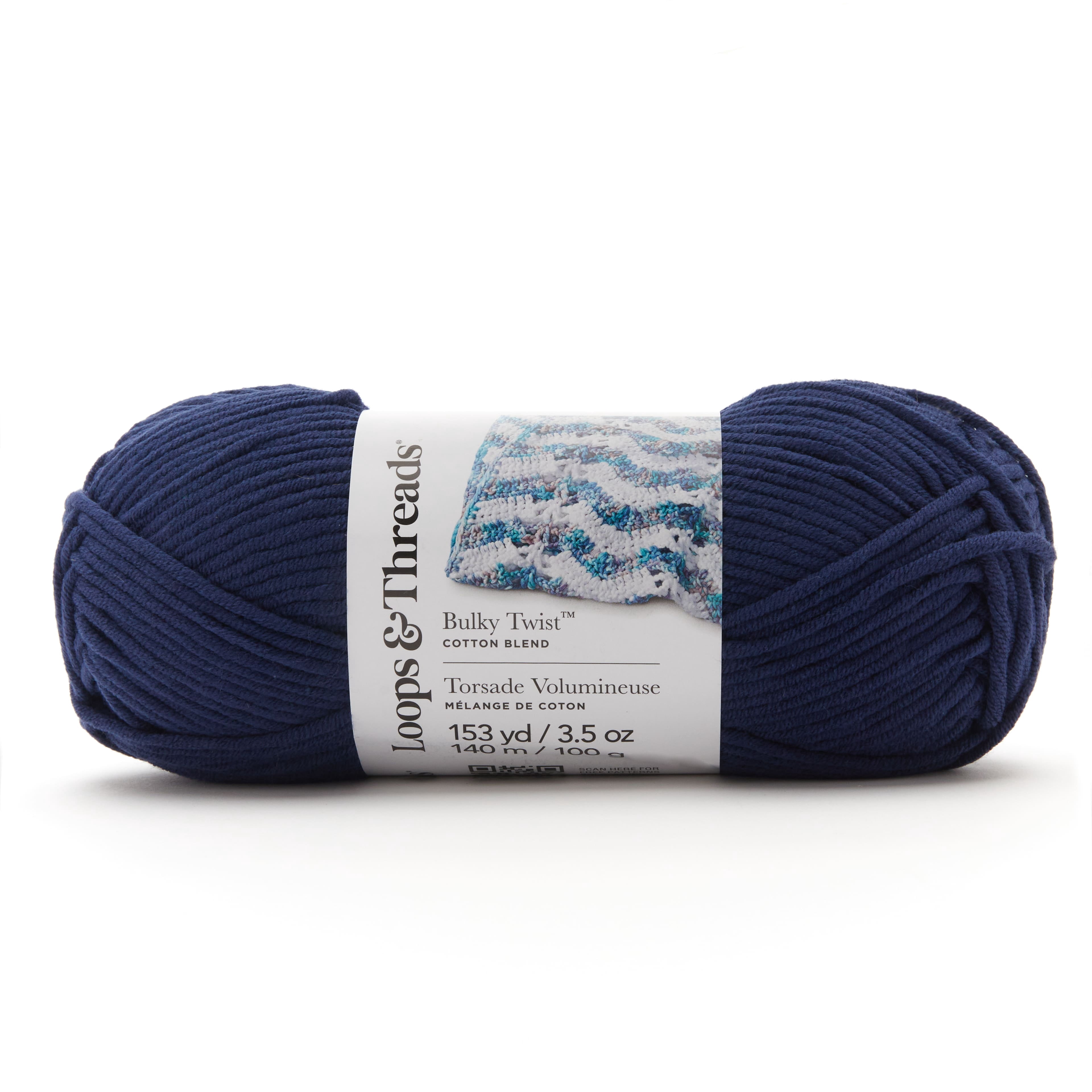 Loops & Threads Navy Bulky Weight Twist Solid Yarn - Bulky Weight Yarn for Knitting, Crochet, Weaving, Arts & Crafts, 12 Pack