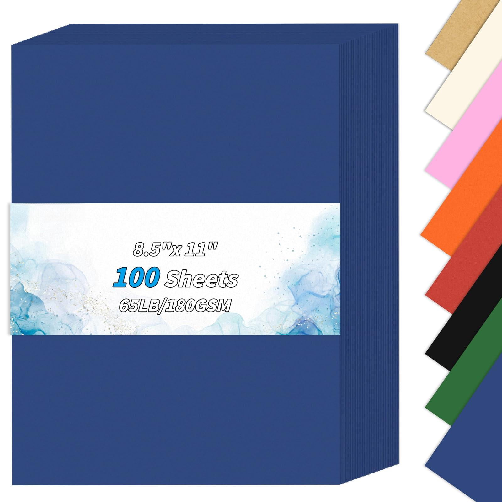 Navy Cardstock Paper 8.5'' X 11''  100 Sheets 180gsm/65 Lb Printer Cover Card Stock Construction For Making Printing Craft Drawing Scrapbooking School Supplies