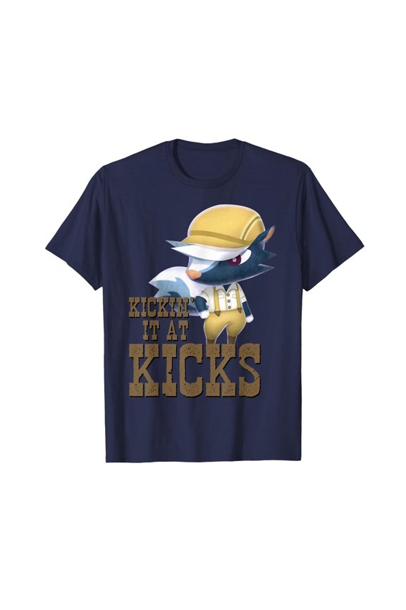 Navy Cartoon Wolf Graphic T-Shirt for Fun and Playful Style