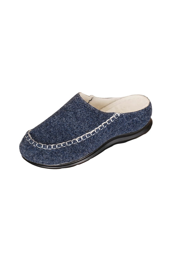 Navy Casual Ladies Solid Color Round Toe One-Foot Wedge Sandals Plus-Size Versatile Fashionable