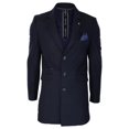 Navy Cavani Roman Men Casual 3/4 Wool Overcoat Herringbone Tweed ...