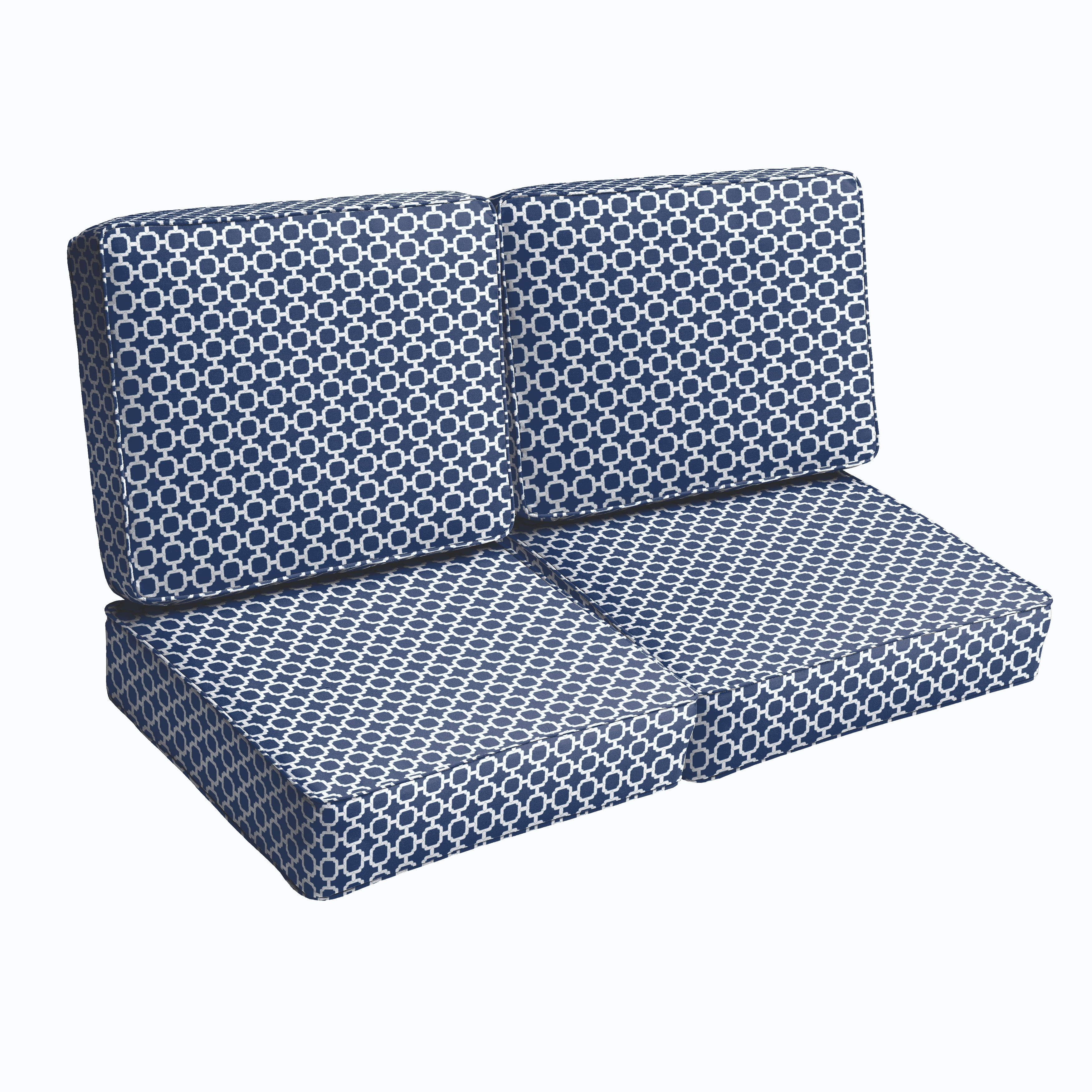 Navy Chainlink Indoor/Outdoor Loveseat, Corded