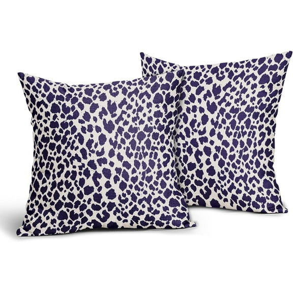 Navy Cheetah Throw Pillow Covers 16X16 Inches Set of 2 Blue White Leopard Decorative Pillow Cases Animal Wildlife Pillow Cover Home Decor for Sofa Couch Housewarming Gift Bed Porch Outdoor