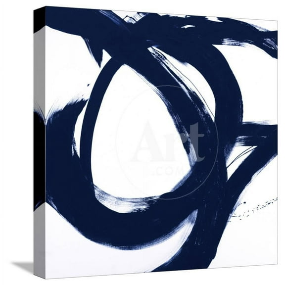 Navy Circular Strokes I, Abstract Stretched Canvas Wall Art by Megan Morris Sold by Art.Com