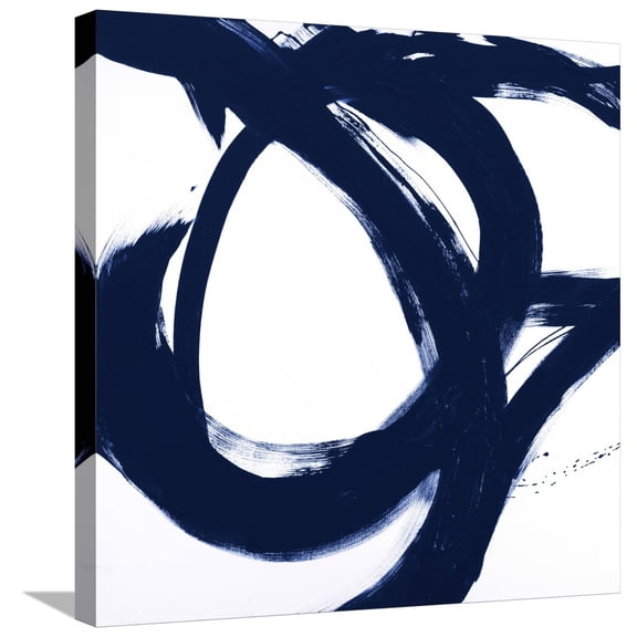 Art.com Navy Circular Strokes I Stretched Canvas Print Wall Art by Megan Morris, 24" x 24"