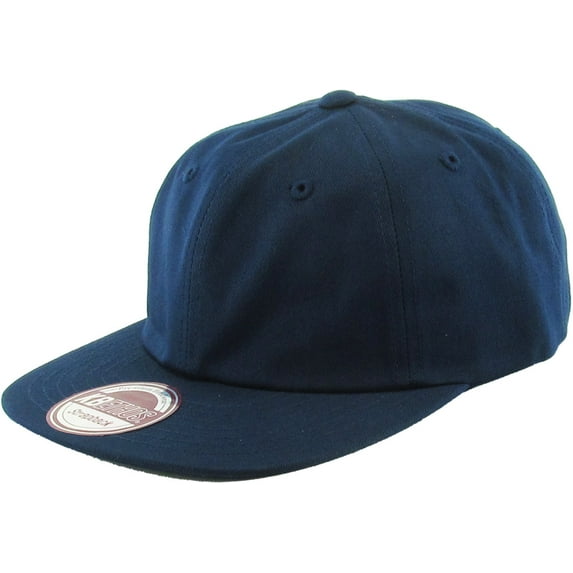 Navy Classic Cotton Flat Brim Unconstructed Baseball Cap Adjustable Strapback Style