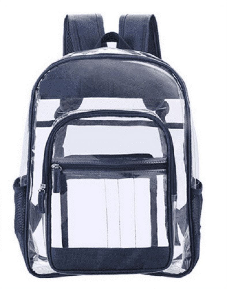Navy Clear Backpack Heavy Duty Transparent BookBag Waterproof PVC See ...
