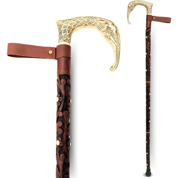 Navy Collection Handcrafted Wooden Walking Cane - Foldable Design, Sterling Brass Handle - Elevate Your Outdoor Adventures with Style and Stability, Large