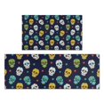 thumbnail image 1 of Navy Colorful Skull Pattern Kitchen Rugs Sets Of 2,Anti Fatigue Kitchen Mat Rugs Non Slip Washable,Decorative Kitchen Floor Mats for Kitchen,Sink,Laundry,17"x30"+17"x47", 1 of 7