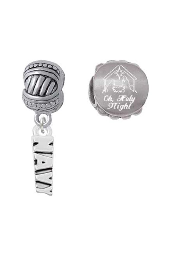 Navy Come Let us Adore Him Charm Beads (Set of 2)