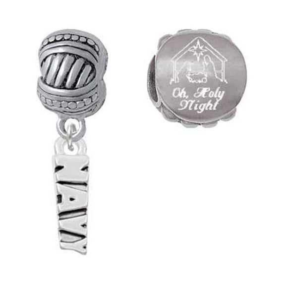 Navy Come Let us Adore Him Charm Beads (Set of 2)