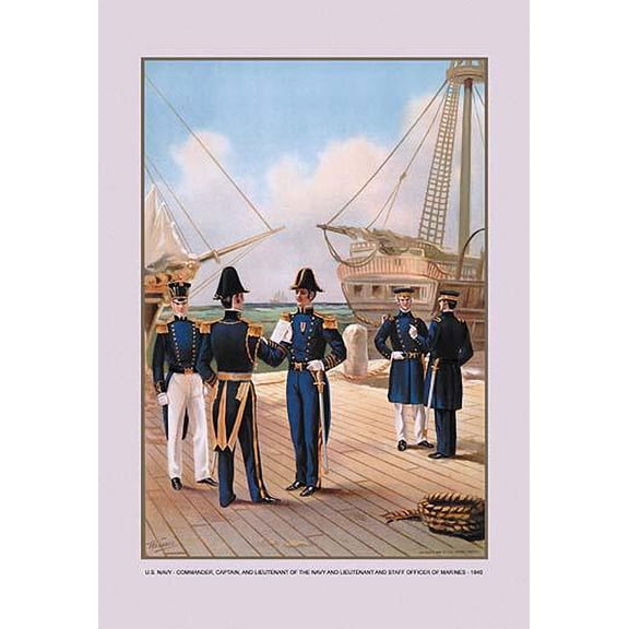 Navy Commander, Captain, and Lieutenant-Fine Art Canvas Print (20" x 30")