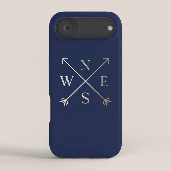 Navy Compass Directions and Crossed Arrows Tough Case for Apple iPhone, Polycarbonate and TPU