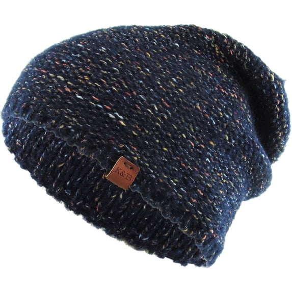 Navy Confetti Slouch Beanie Skull Cap Hat