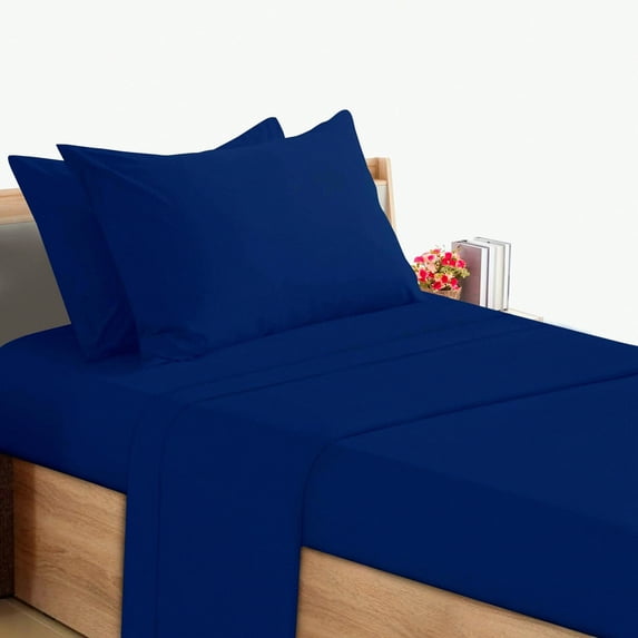 Navy Cot Sheet Set - 4 Piece Fitted Sheets for Narrow Twin/Camp Bunk/RVs Bunk/Guest Beds - 30" x 75" x 9" Trifold Mattress - Cozy Sleep Essentials