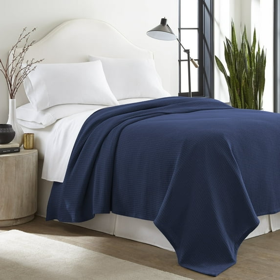 Navy Cotton Bed Blanket, King-Soft, Breathable