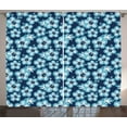 thumbnail image 1 of Ambesonne Navy Curtains 2 Panel Set, Hibiscus Hawaiian Flowers, 108" x 63", Dark Blue and Sky Blue, 1 of 3