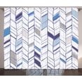 thumbnail image 1 of Ambesonne Tribal Curtains 2 Panel Set, Boho Zigzag Sketchy Line, 108" x 90", Violet Blue White, 1 of 3