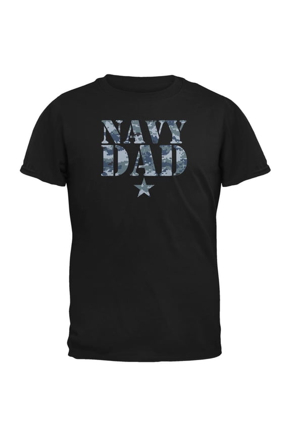 Navy Dad Black Adult T-Shirt - Large