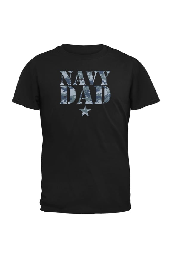 Navy Dad Black Adult T-Shirt - Medium