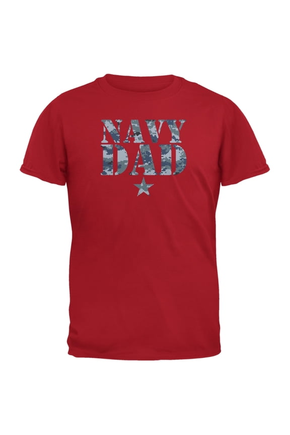 Navy Dad Red Adult T-Shirt - Medium