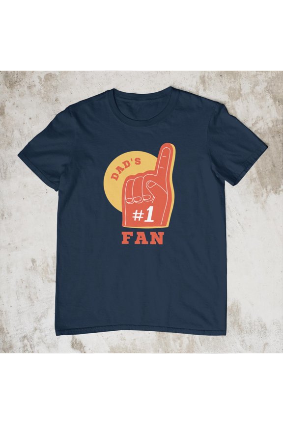 Navy Dad's #1 Fan T-Shirt | Cute Foam Finger Graphic Tee | Perfect Gift for Father's Day