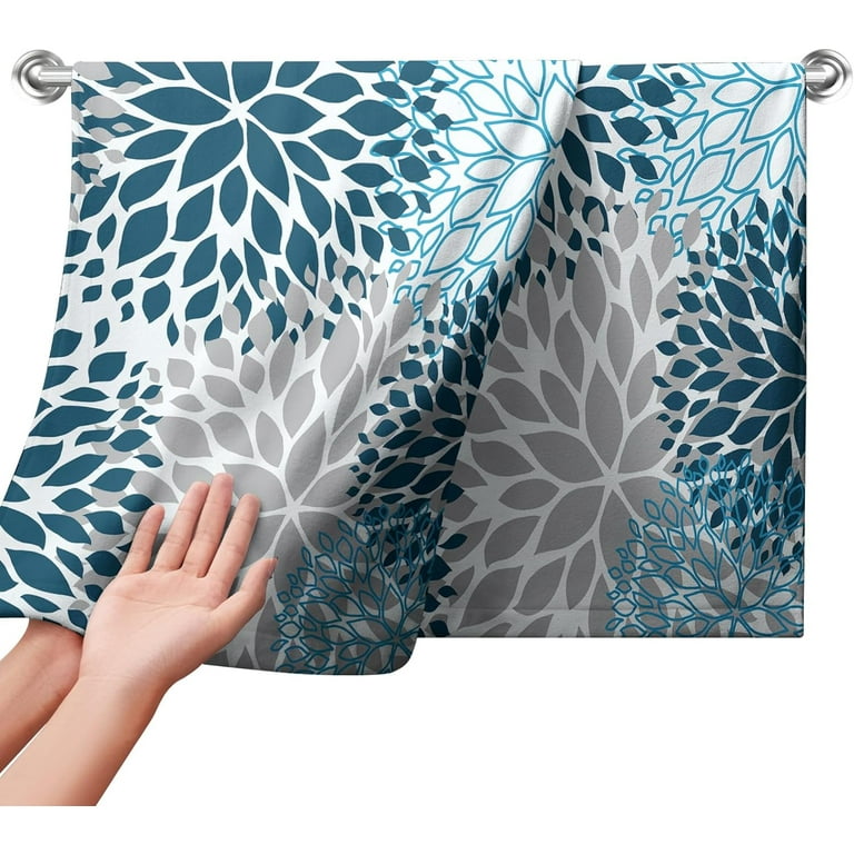 Navy Dahlia Flowers Hand Towels Gray Blue Dahlia Floral Kitchen Towel Geometric Tea Towels Soft Decorative Dish Towel Absorbent Durable Towel Set For Bathroom Kitchen Decor Hotel Walmart