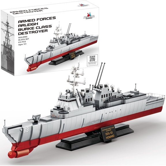 Navy Destroyer Building Block Set  612 Pieces - Building Block Set for Kids and Adults - Compatible with All Building Bricks