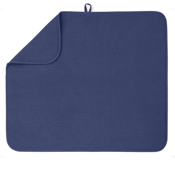 Bellemain Dish Mat Microfiber Dish Drying Mat Super Absorbent Kitchen Mat, XXL, 16" x 18", Navy