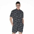 thumbnail image 1 of Navy Doodle Sandwich Pattern Short Sleeve Men'S Rompers Casual Summer Jumpsuits Outfit, 1 of 4
