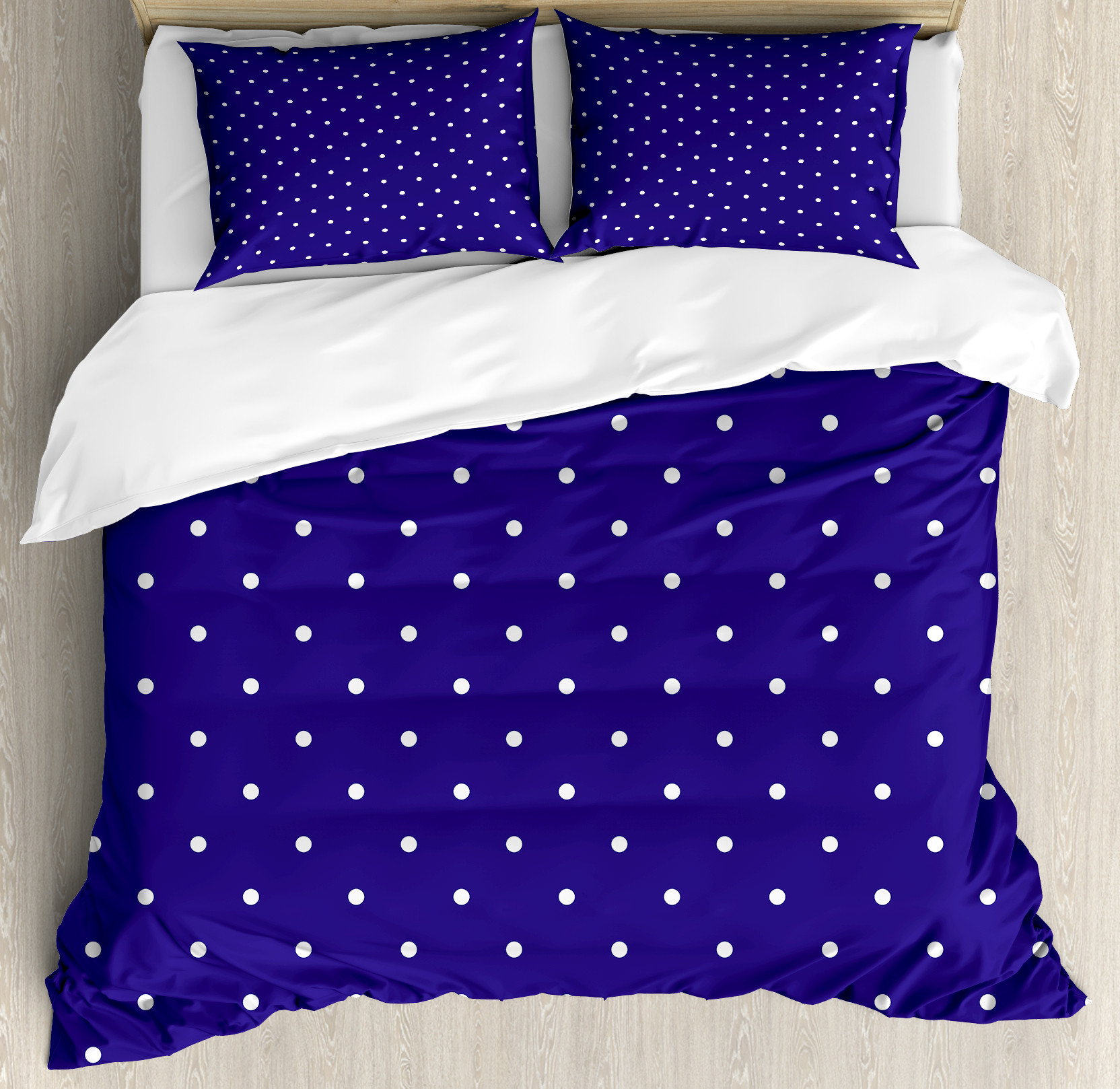 Purple and White Polka Dot Queen Duvet Cover Set